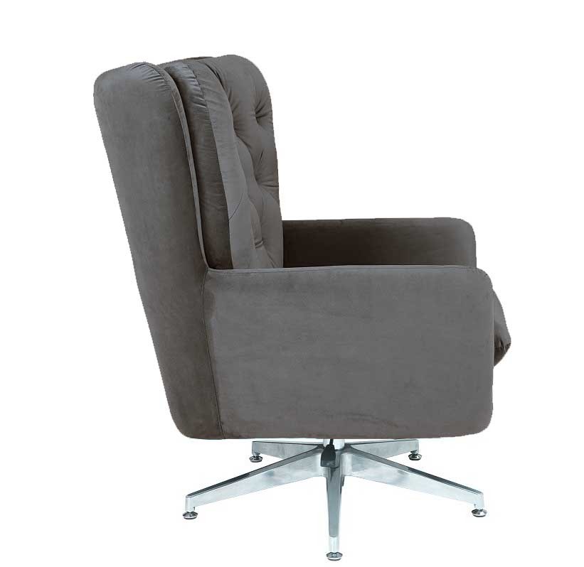 Sillón BÉCQUER, giratorio, regulable, tapizado velvet gris - Imagen 3