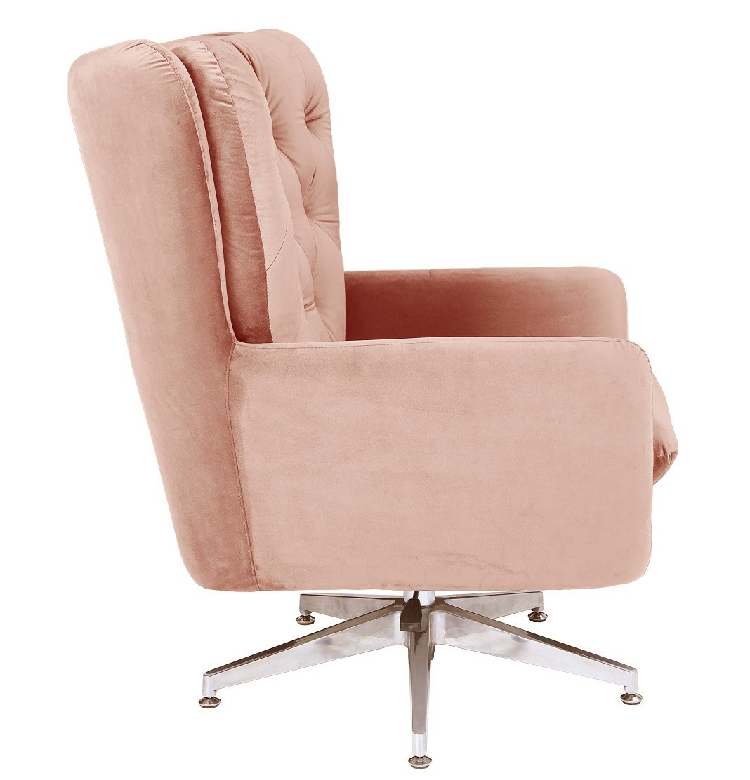 Sillón BÉCQUER, giratorio, regulable, tapizado velvet rosa - Imagen 3
