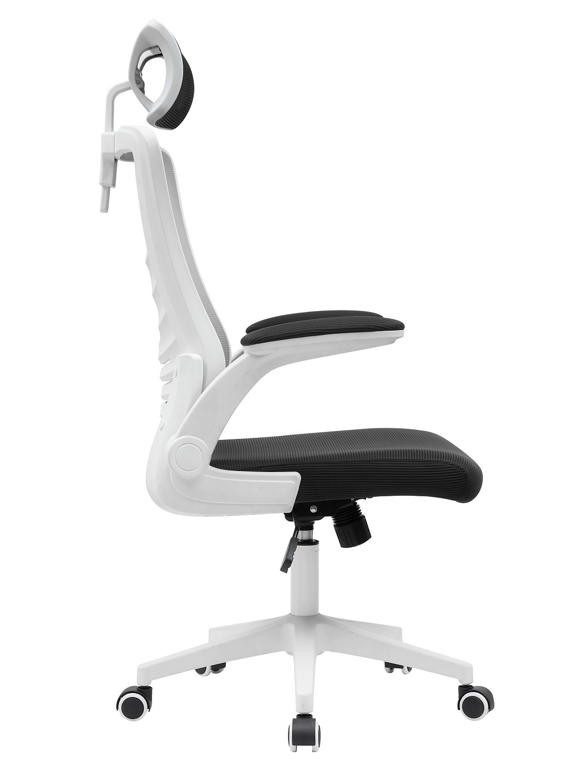 Sillón de oficina LAURO, alto, blanco, malla gris, asiento negro - Imagen 3