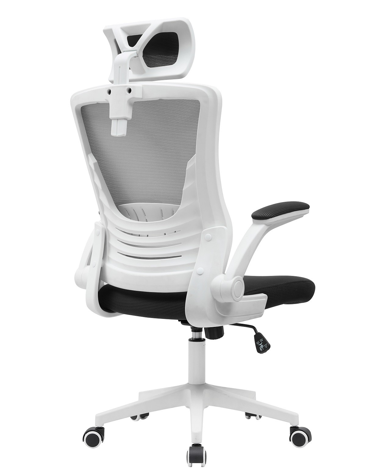 Sillón de oficina LAURO, alto, blanco, malla gris, asiento negro - Imagen 4