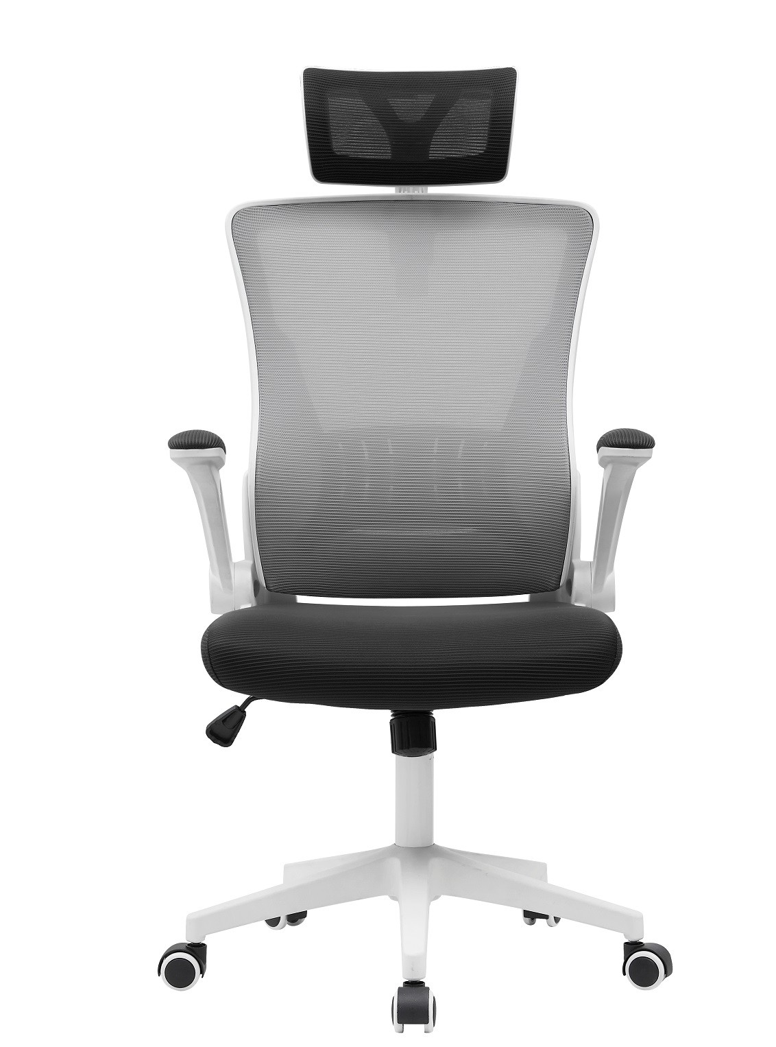 Sillón de oficina LAURO, alto, blanco, malla gris, asiento negro - Imagen 2