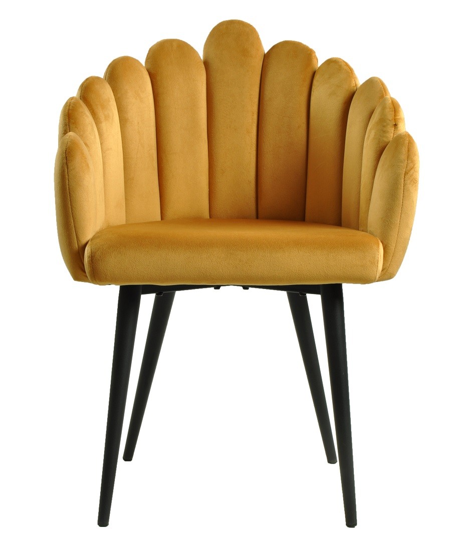 Sillón DEVIN, metal, tapizado velvet amarillo - Imagen 2