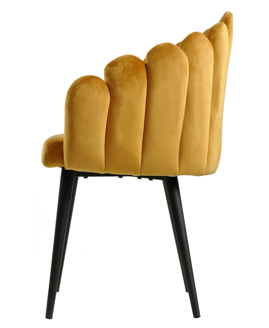 Sillón DEVIN, metal, tapizado velvet amarillo - Imagen 3