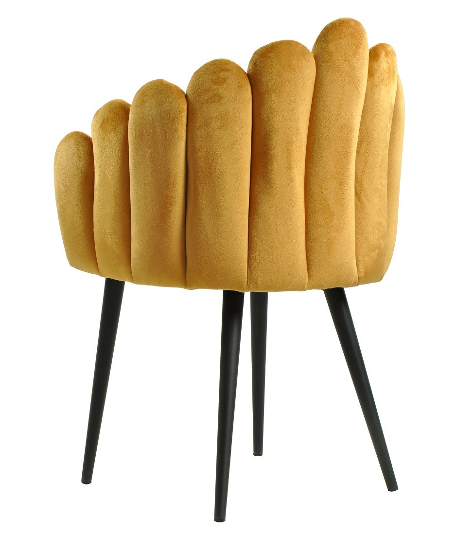 Sillón DEVIN, metal, tapizado velvet amarillo - Imagen 4