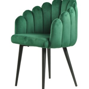 Sillón DEVIN, metal, tapizado velvet verde oscuro