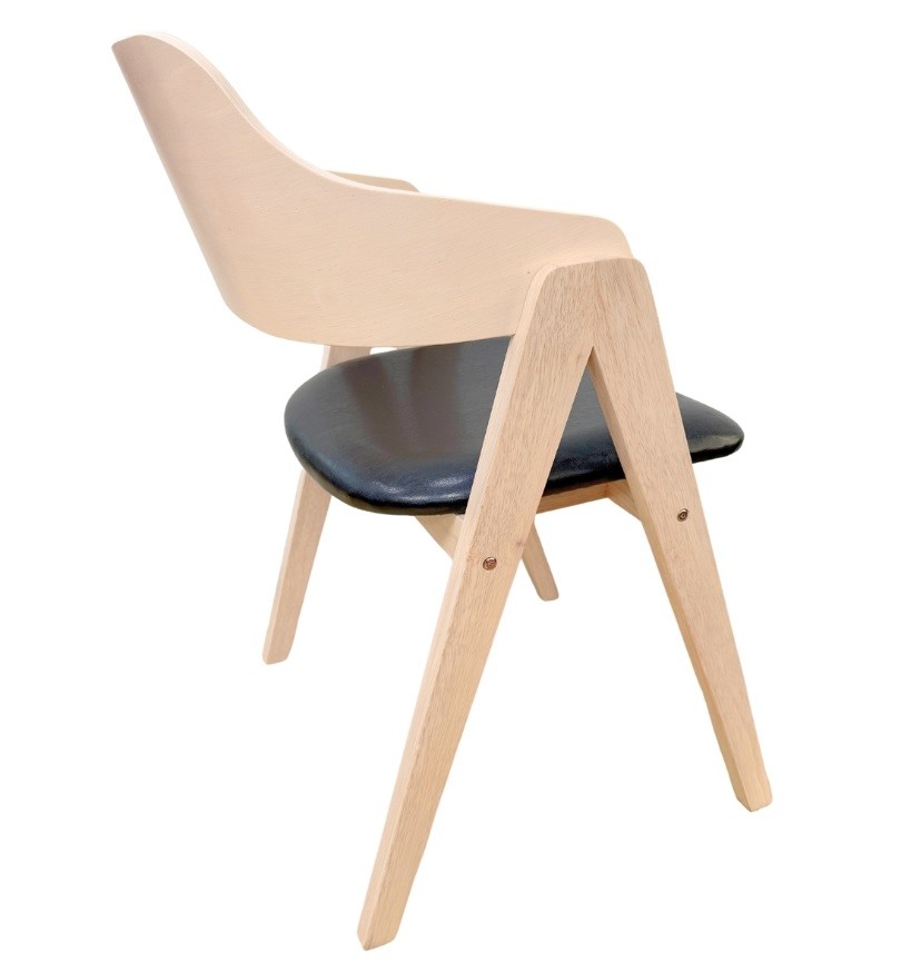 Sillón JARSY, madera de hevea, natural, similpiel negra - Imagen 4