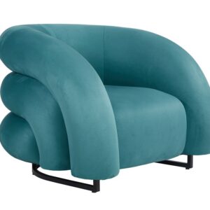 Sillón KARLOVY, tapizado velvet turquesa