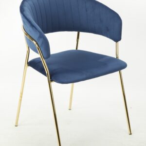 Sillón KEFRÉN NEW, metal dorado, tapizado velvet azul