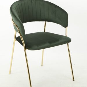 Sillón KEFRÉN NEW, metal dorado, tapizado velvet verde oscuro