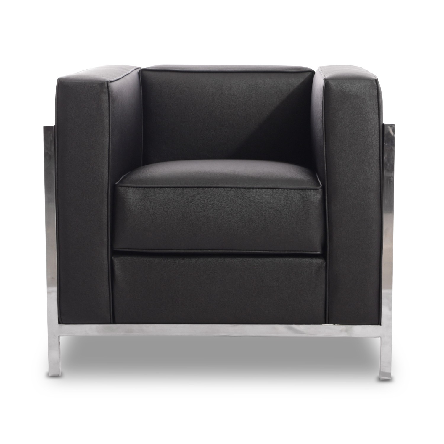 Sillón LOBBY, acero inoxidable, similpiel negra - Imagen 2