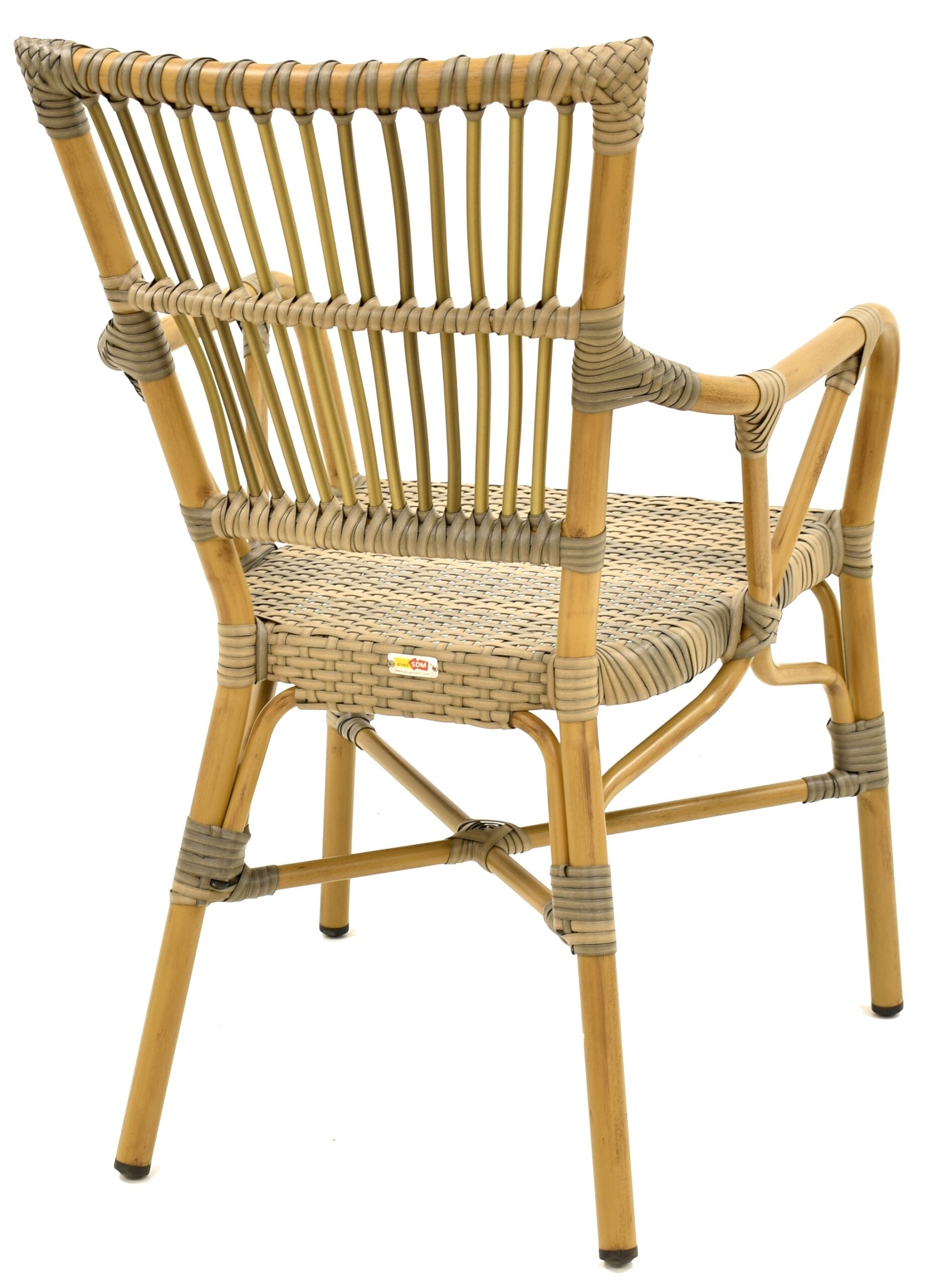 Sillón PAROS, apilable, aluminio, ratán marrón y gris - Imagen 4