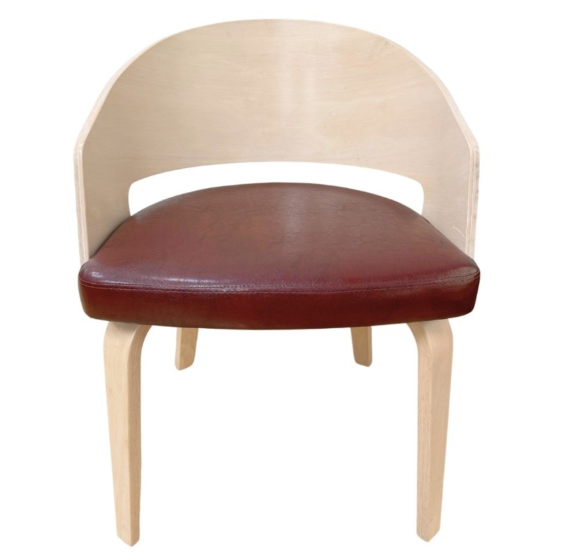 Sillón SINTRA, contrachapado de madera de hevea, natural, similpiel marrón - Imagen 2
