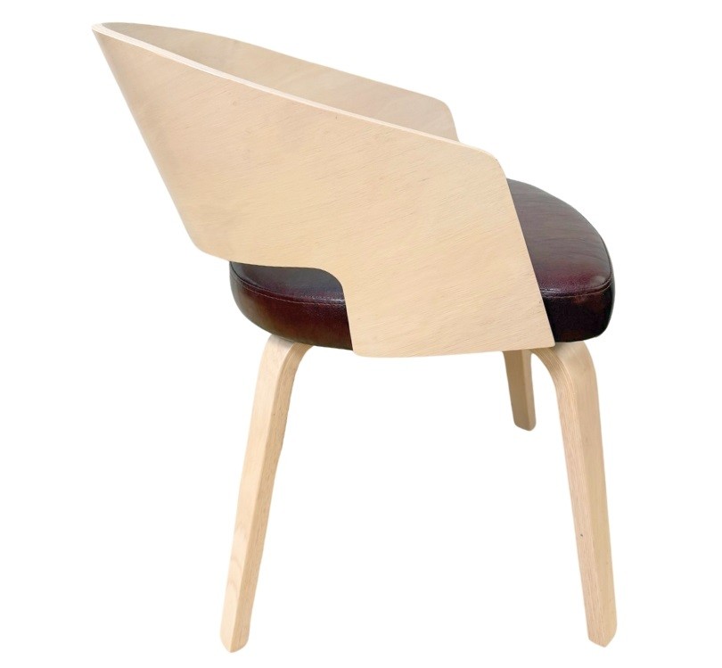 Sillón SINTRA, contrachapado de madera de hevea, natural, similpiel marrón - Imagen 3