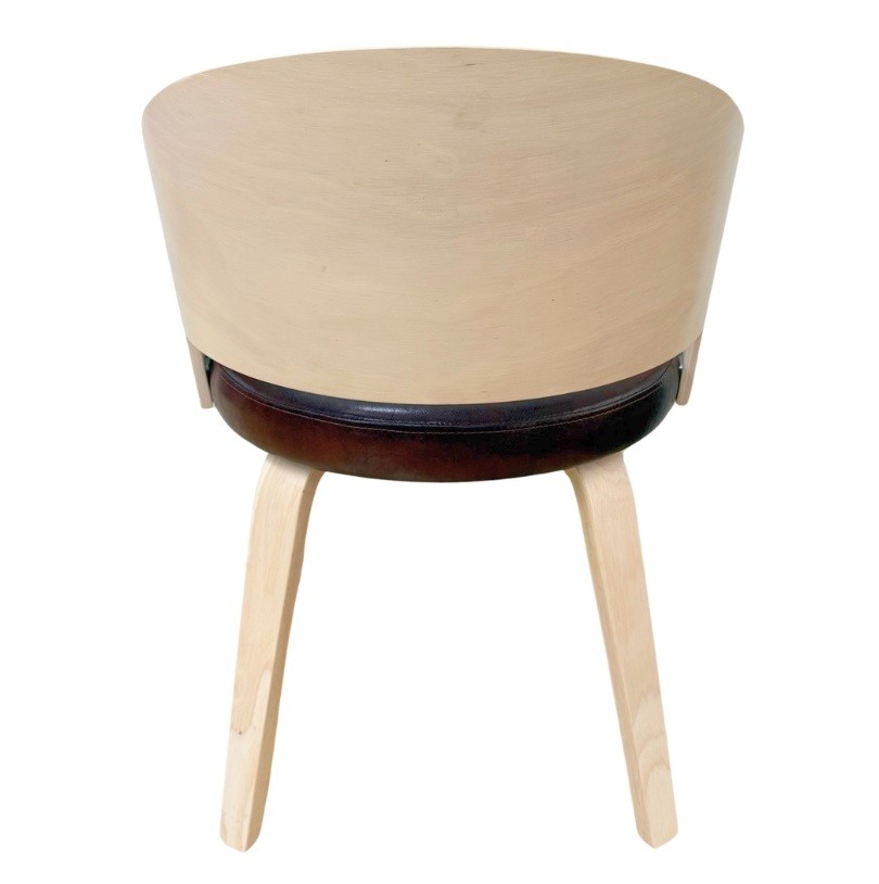 Sillón SINTRA, contrachapado de madera de hevea, natural, similpiel marrón - Imagen 5