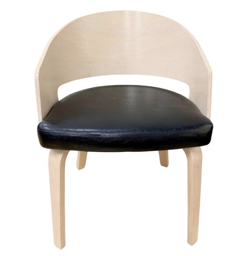 Sillón SINTRA, contrachapado de madera de hevea, natural, similpiel negra - Imagen 2