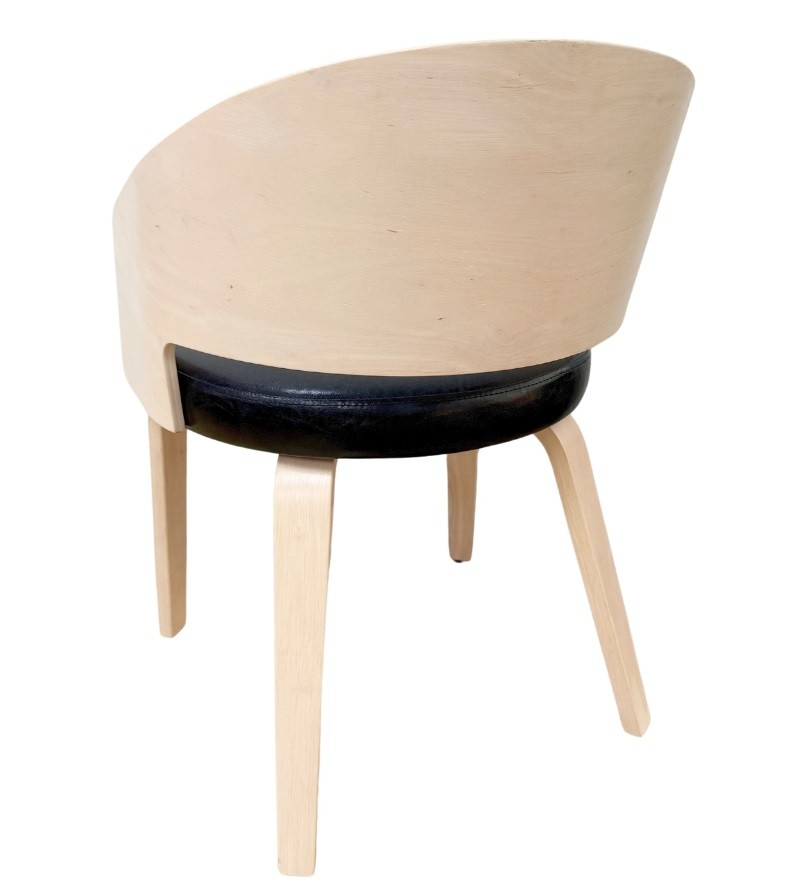 Sillón SINTRA, contrachapado de madera de hevea, natural, similpiel negra - Imagen 3