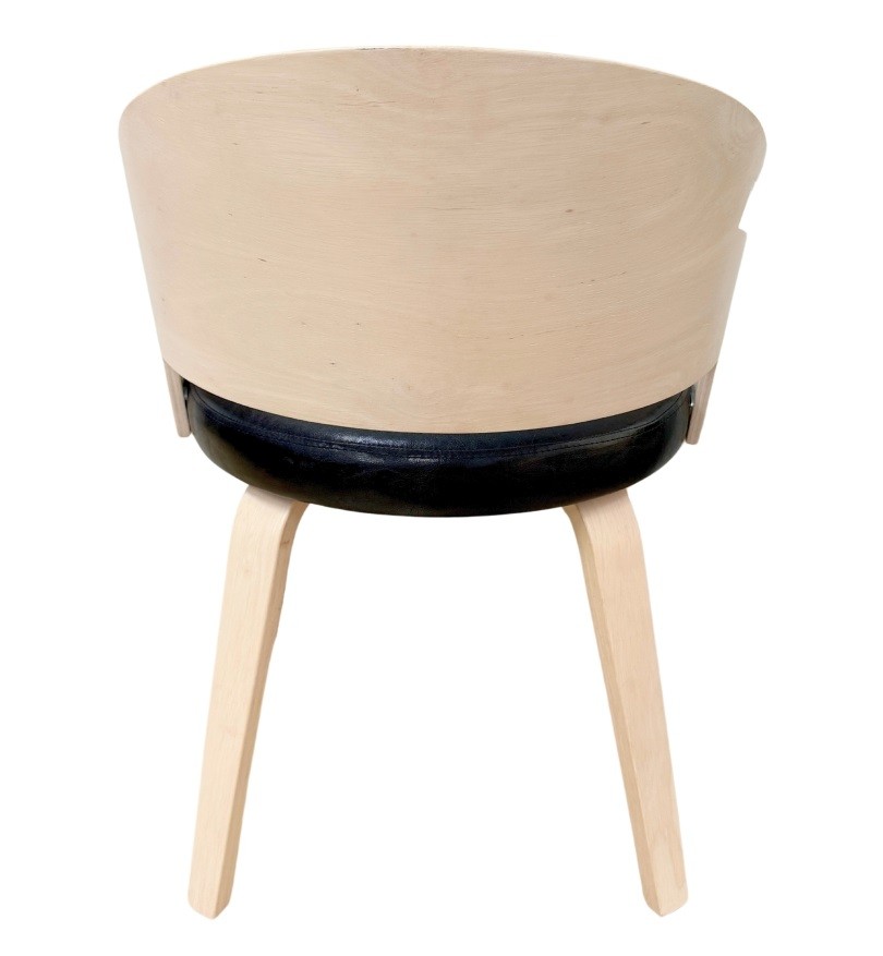 Sillón SINTRA, contrachapado de madera de hevea, natural, similpiel negra - Imagen 5