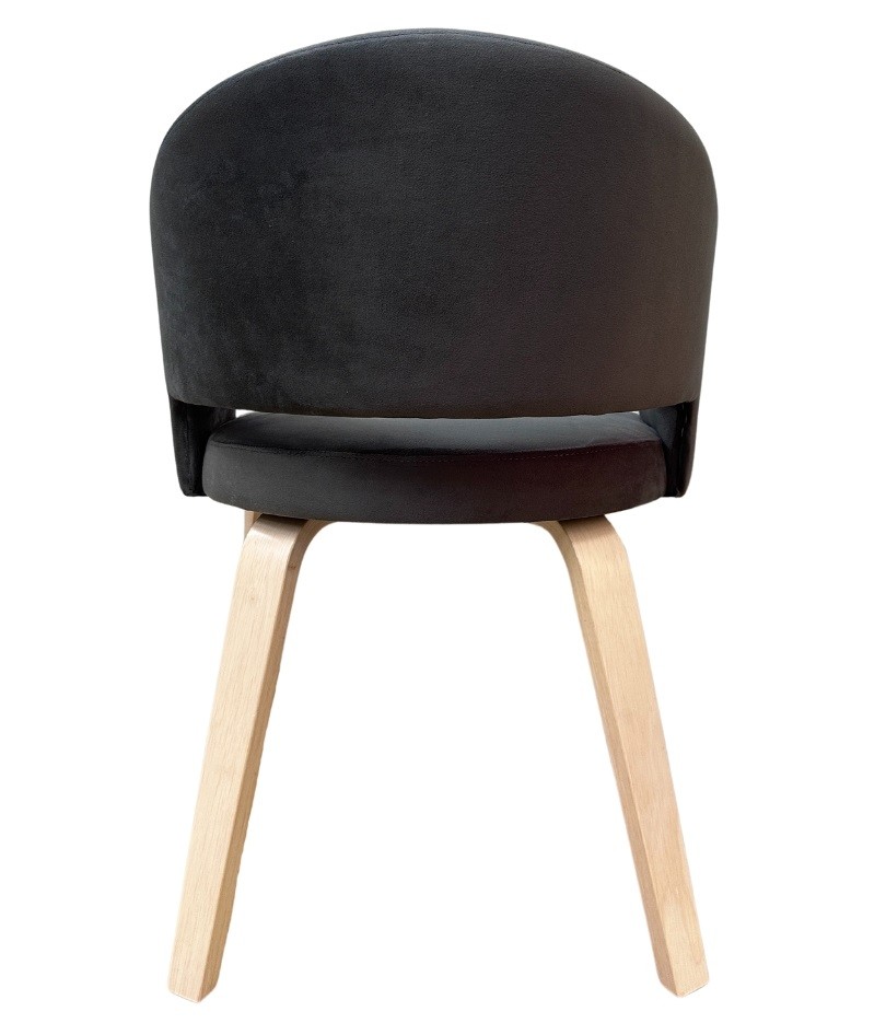 Sillón VISEU, contrachapado de madera de hevea, natural, velvet gris oscuro - Imagen 4