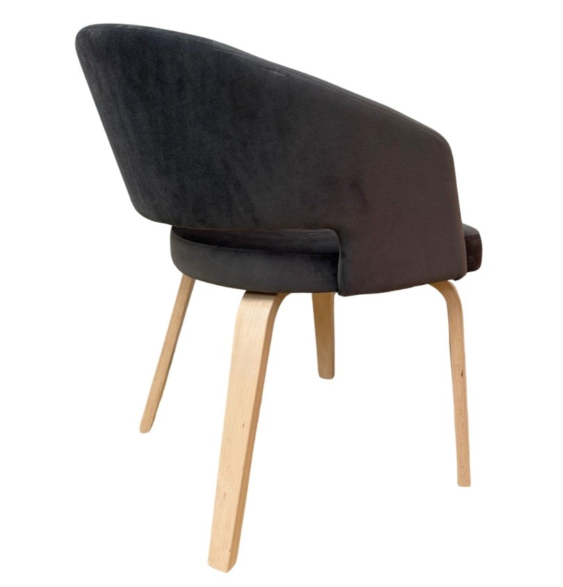 Sillón VISEU, contrachapado de madera de hevea, natural, velvet gris oscuro - Imagen 5