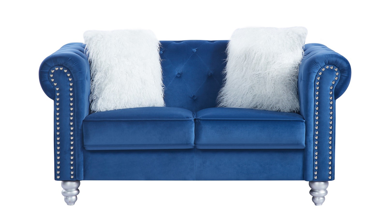 Sofá CHESTER STYLE, 2 plazas, tapizado velvet azul 67 - Imagen 2