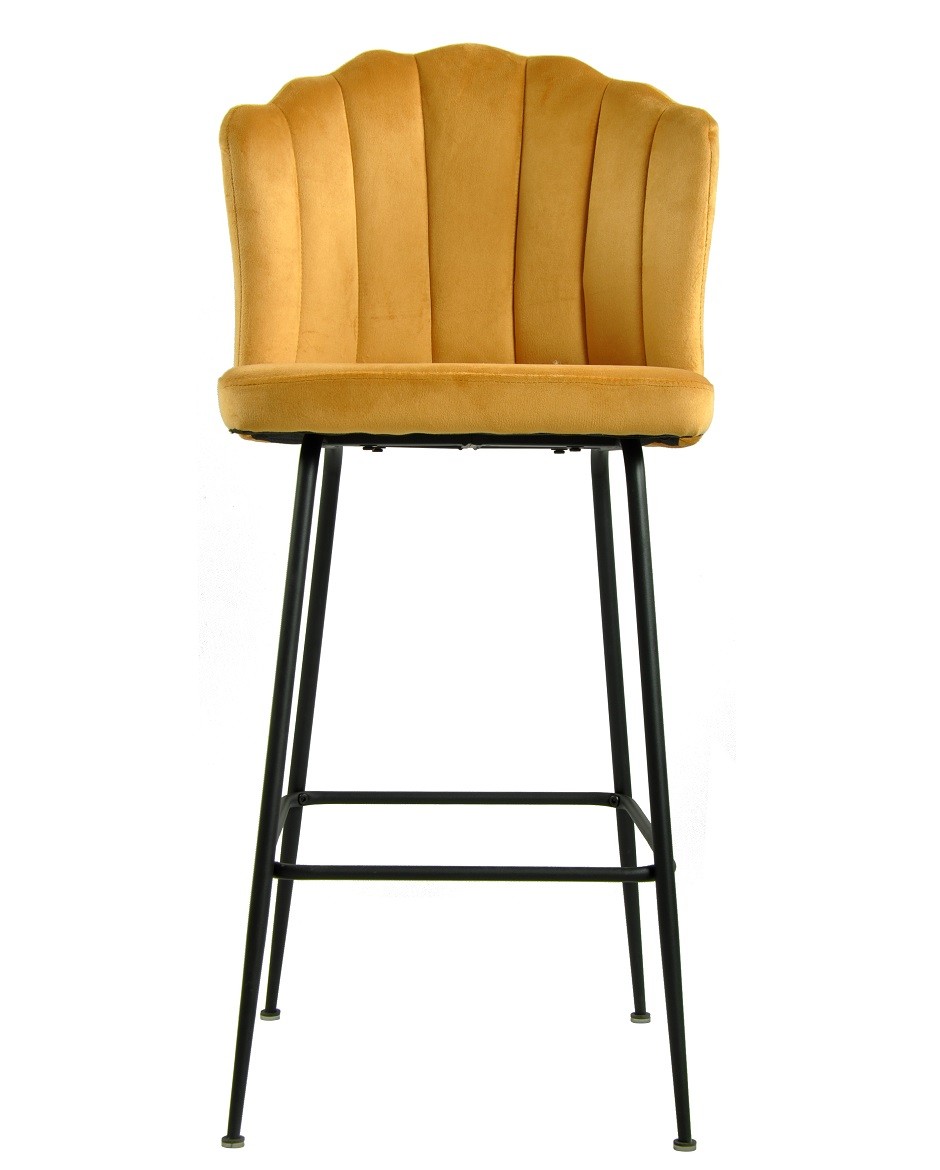 Taburete DEVIN, metal, tapizado velvet amarillo - Imagen 2