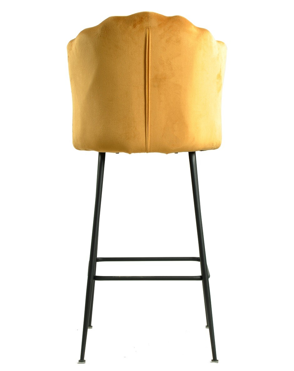 Taburete DEVIN, metal, tapizado velvet amarillo - Imagen 5