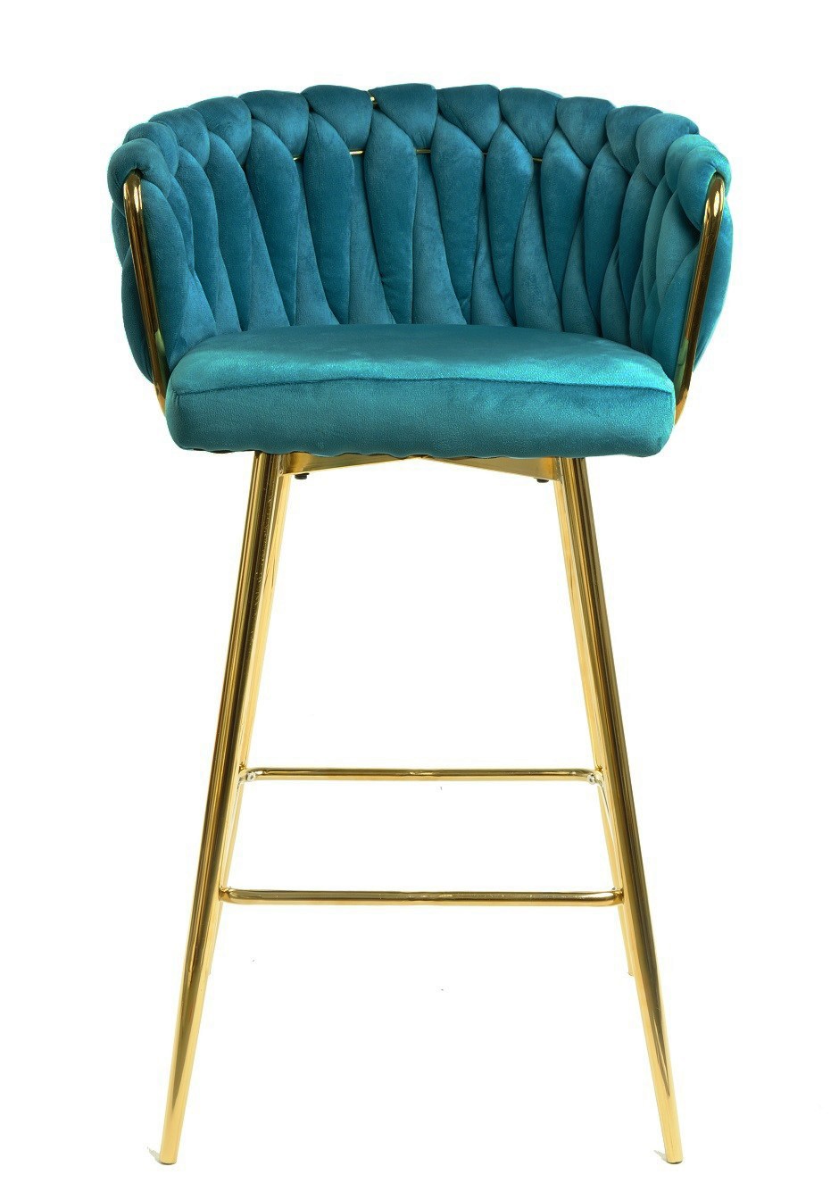 Taburete KING, metal, cromado dorado, tapizado velvet turquesa - Imagen 3