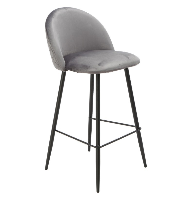 Taburete MAGDA NEW, metal, tapizado velvet gris - Imagen 4