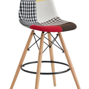 Taburete STAR PAT24, madera, tapizado patchwork 24
