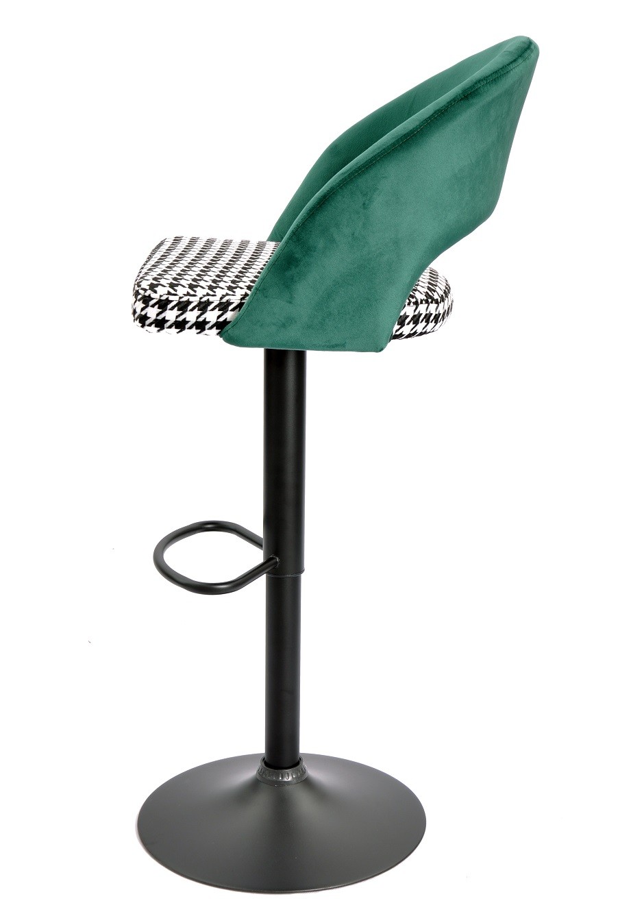 Taburete TEIDE, regulable, metal negro, tapizado verde con pata de gallo - Imagen 2