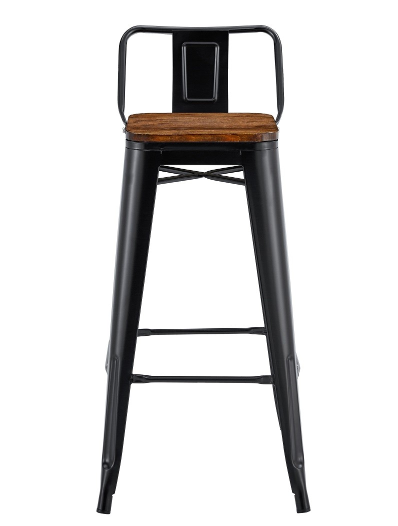 Taburete TOL R1 EK WOOD, acero, negro, asiento madera - Imagen 2