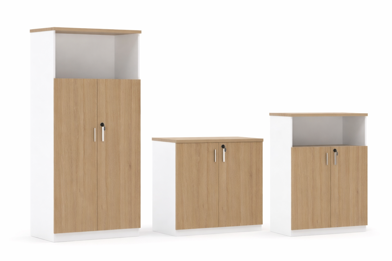 Armario AREZZO 80, bajo, 2 puertas, blanco y roble - Imagen 3
