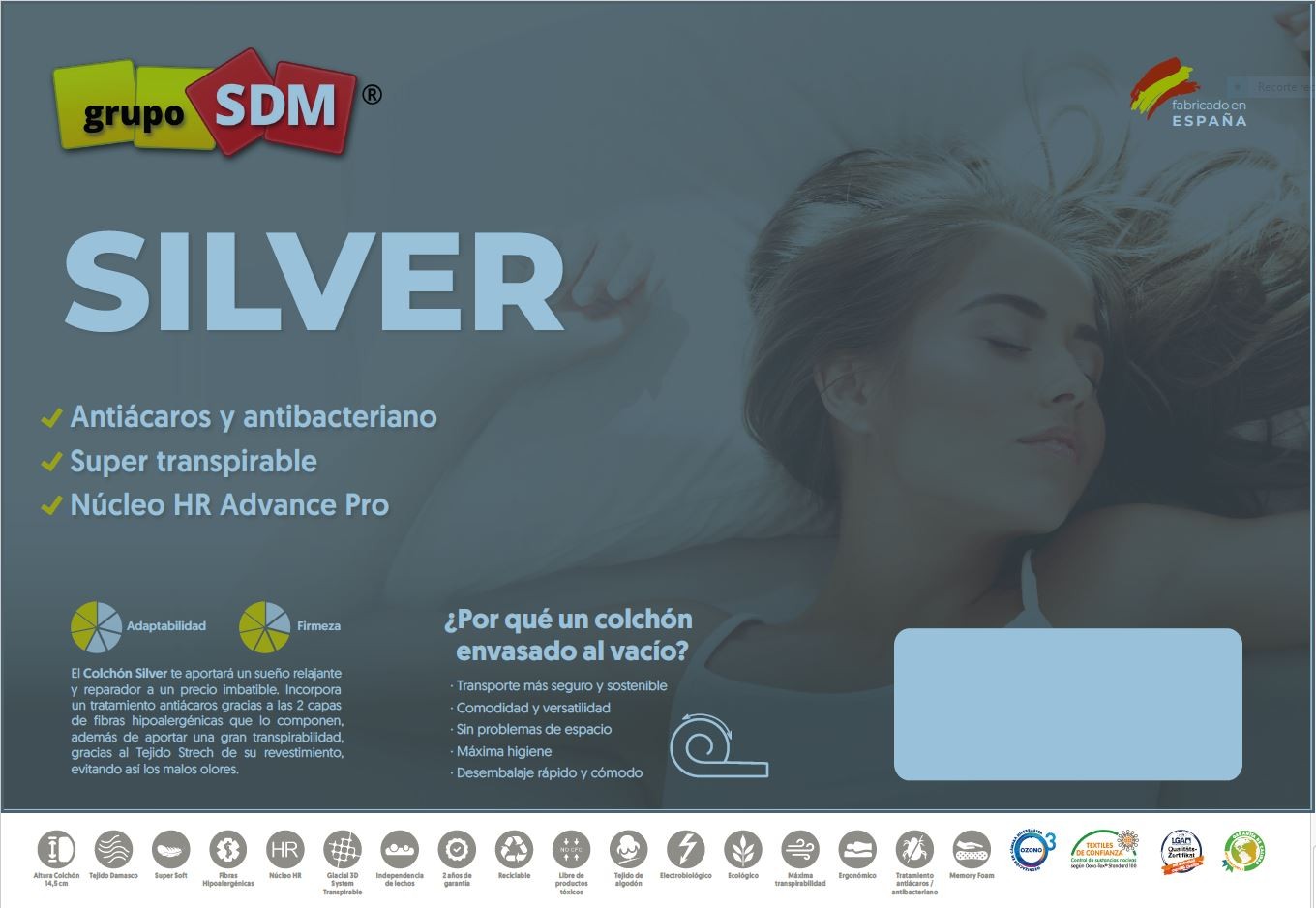 Colchón SILVER SDM, 75 x 190 cms - Imagen 6