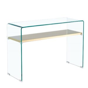 Consola POITIERS, estante, cristal,  110 x 40 cms