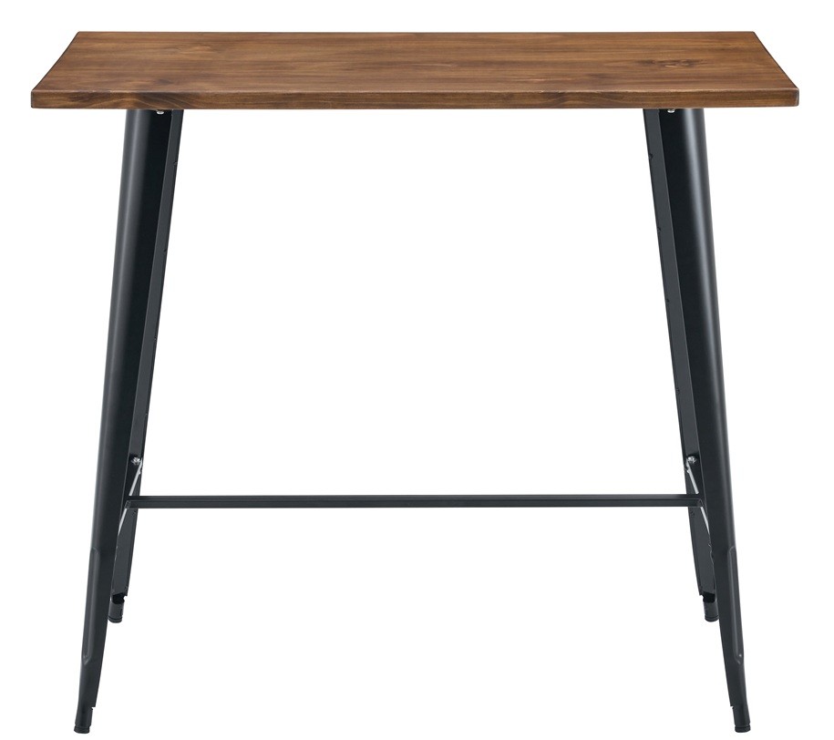Mesa alta TOL EK WOOD, acero, madera, negra, 120 x 60 cms - Imagen 2