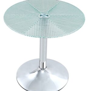 Mesa AVEIRO, baja, cromada, cristal templado térmico,  50 cms diámetro