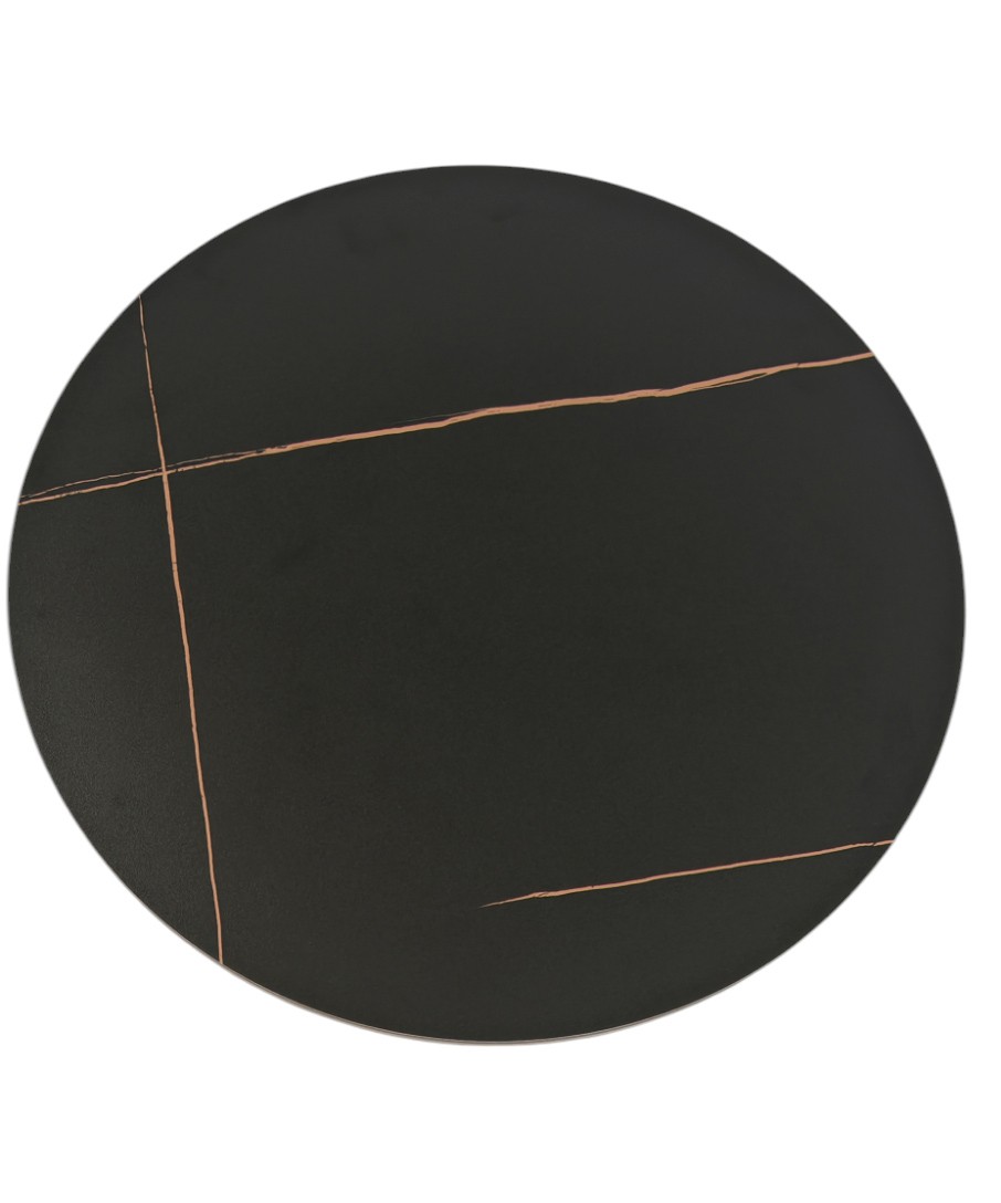 Mesa CAVEZZO, baja, negra, tapa cerámica mármol negro, 50 cms de diámetro - Imagen 2