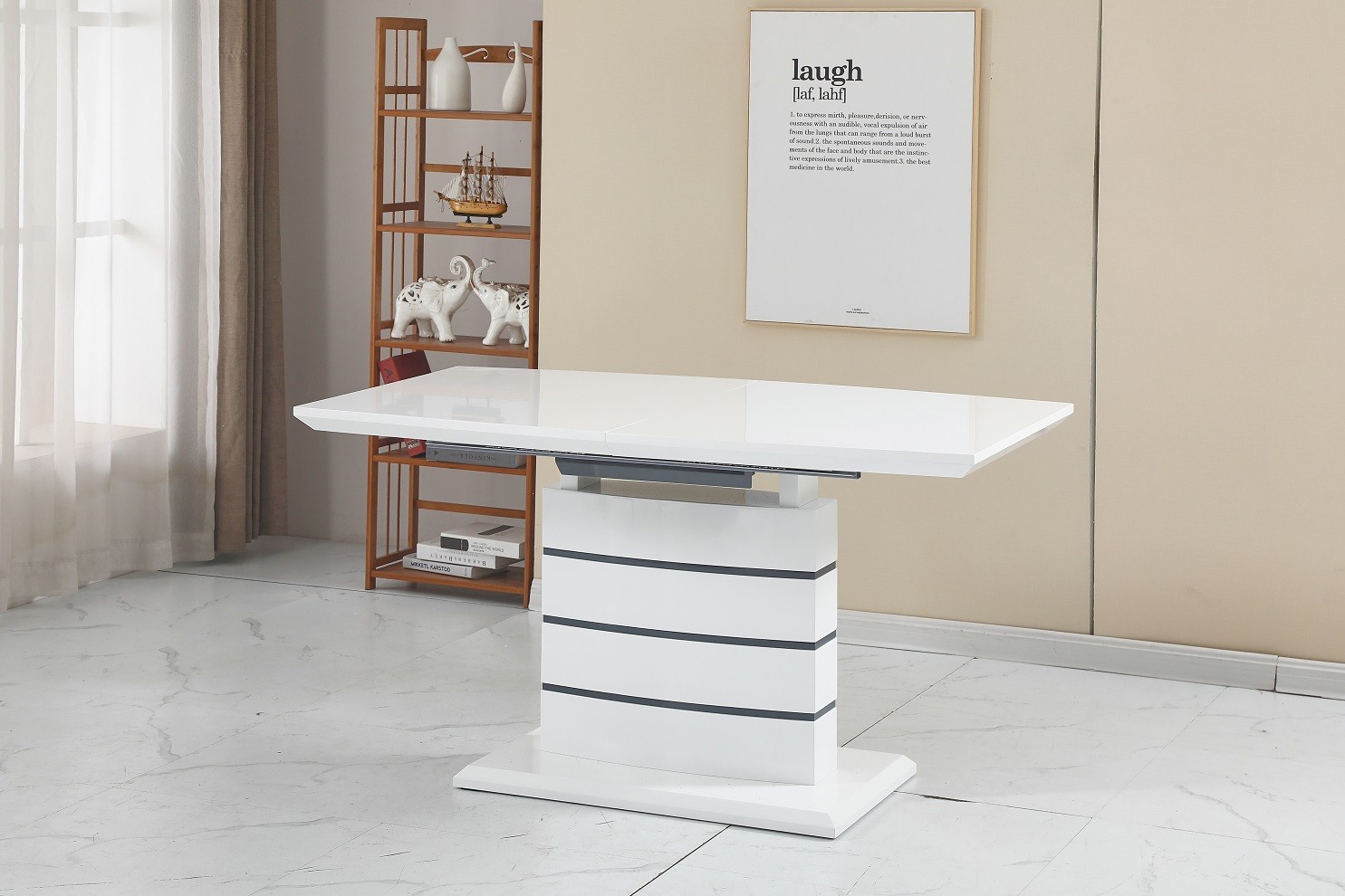 Mesa CHAMBERY, extensible, lacada blanca, 140 ~ 180 x 80 cms - Imagen 2