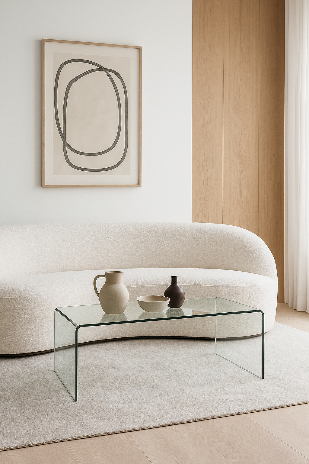 Mesa CHEVAL (SU), baja, cristal curvado, 100 x 48 cms - Imagen 2