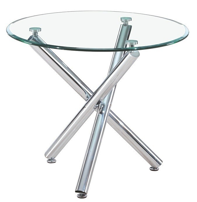 Mesa DESIREE NEW, cromada, cristal, 90 cms diámetro