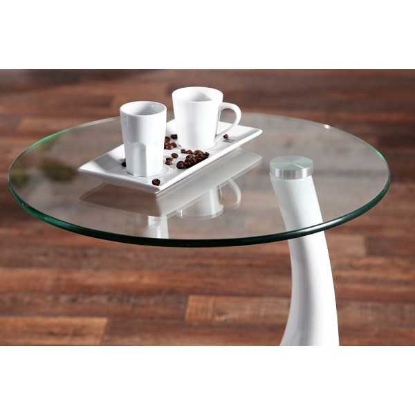 Mesa PEAR, baja, blanca, cristal, 50 cms de diámetro - Imagen 5
