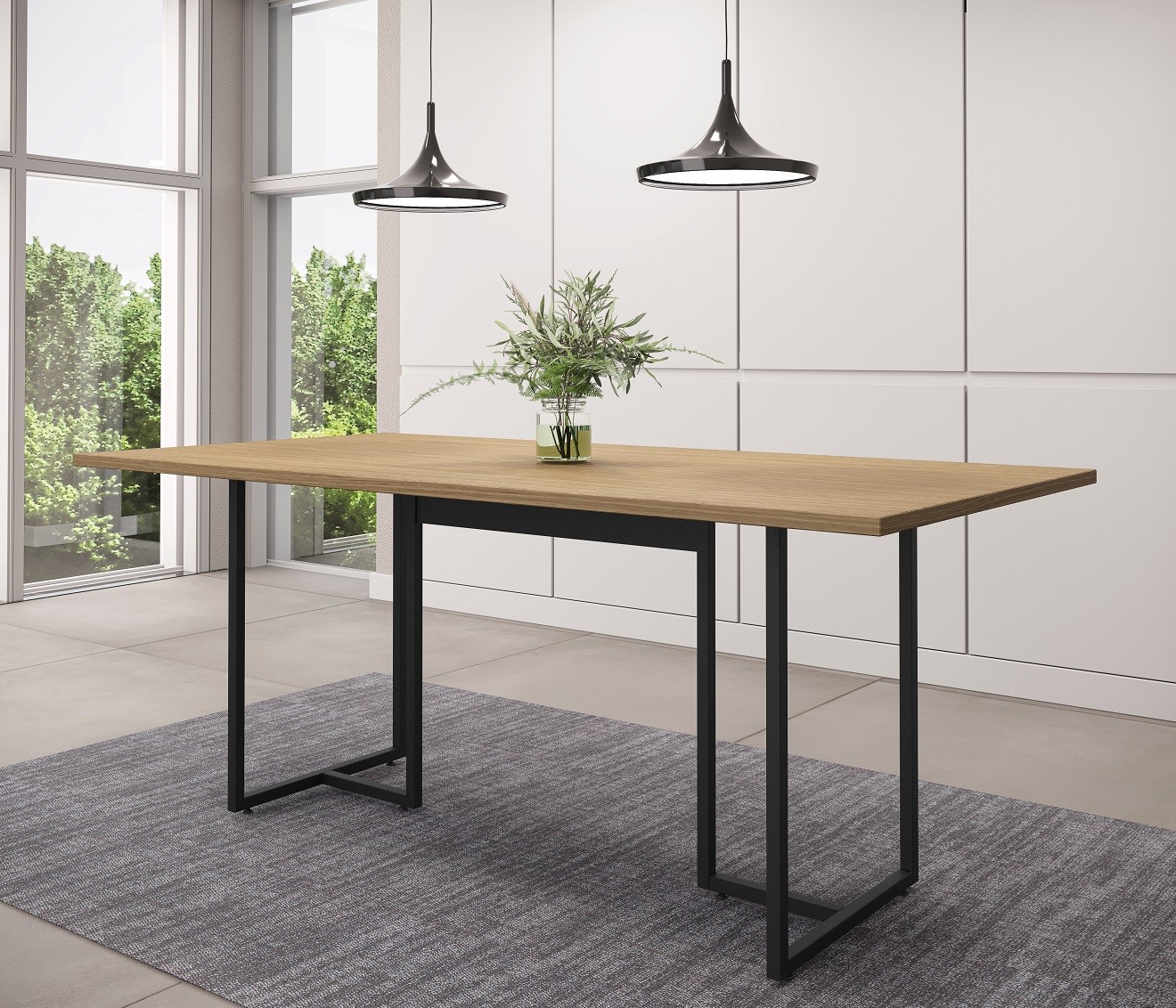 Mesa PRIME 25, metal negro, tapa MDP color avellana, 180 x 90 cms - Imagen 2