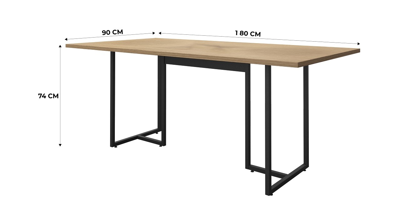 Mesa PRIME 25, metal negro, tapa MDP color avellana, 180 x 90 cms - Imagen 3