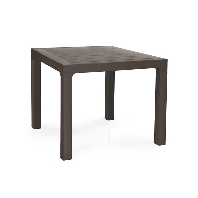 Mesa TROPICAL, lisa, polipropileno marrón chocolate, 80 x 80 cms