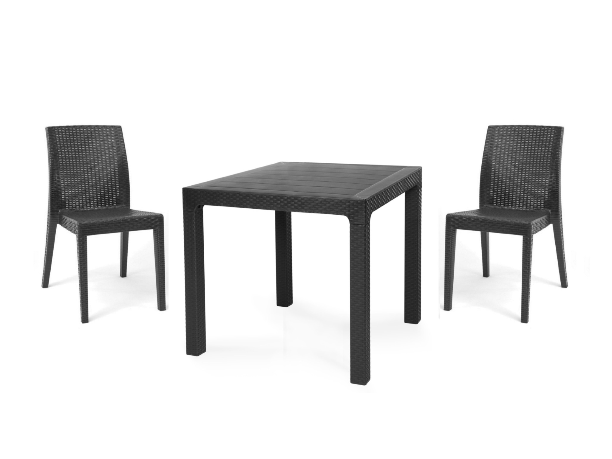 Mesa TROPICAL, ratán, polipropileno antracita, 80 x 80 cms - Imagen 3
