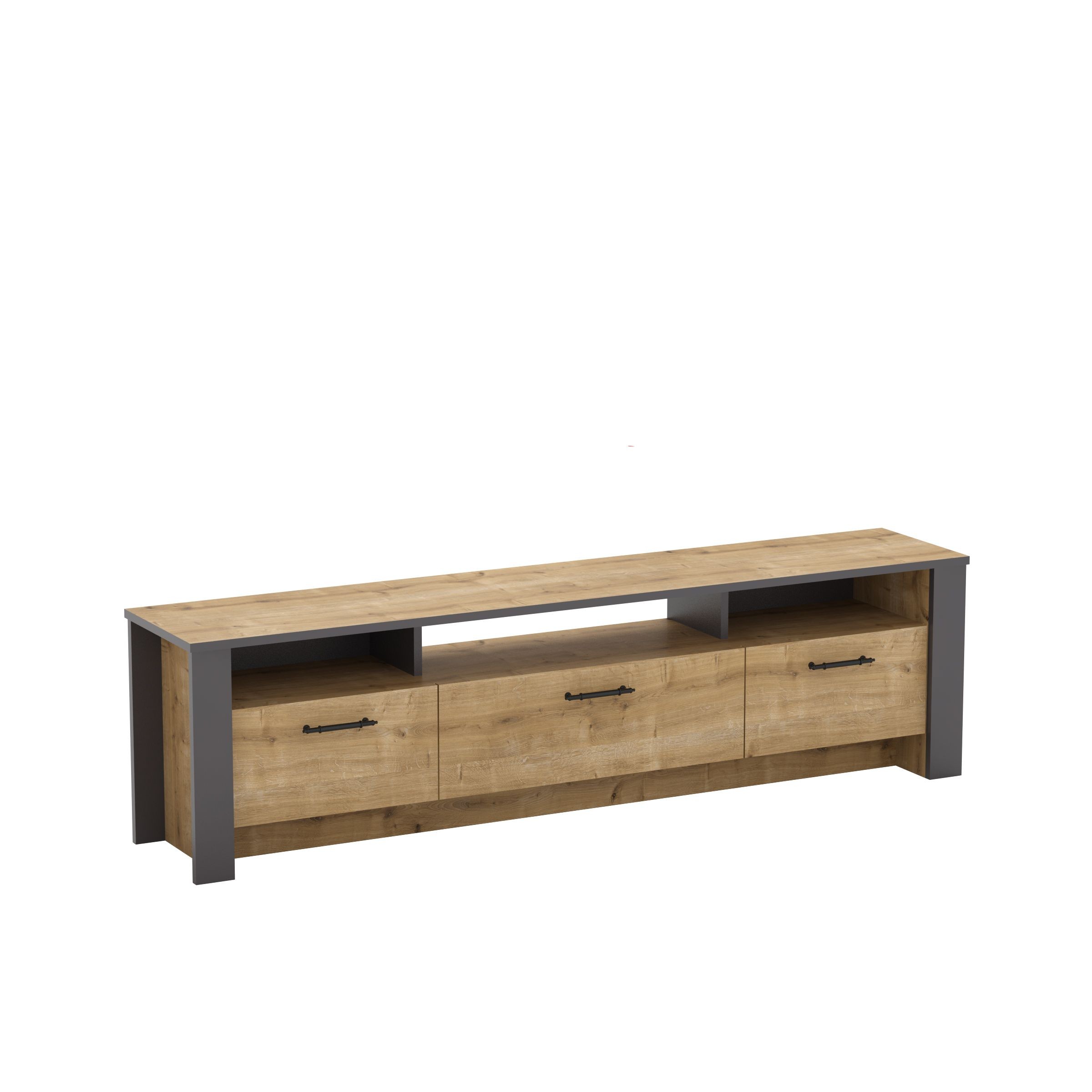 Mueble de TV PHILIPPA, bilaminado roble con gris oscuro, 180 cms. - Imagen 4