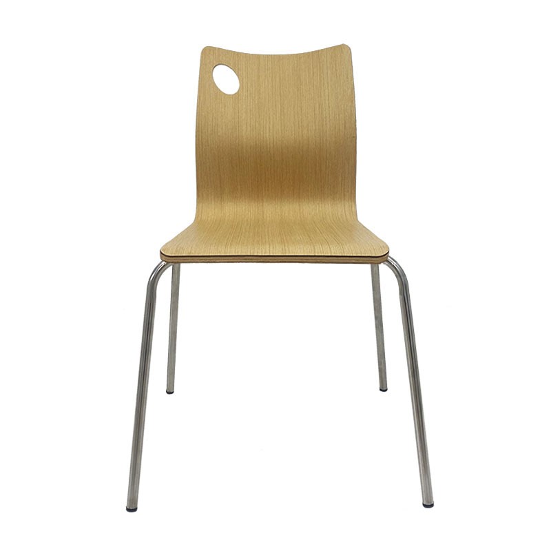 Silla AMELIE, apilable, acero inoxidable, asiento laminado HPL, color natural - Imagen 2