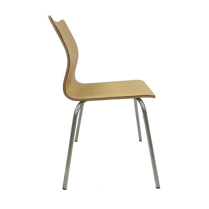 Silla AMELIE, apilable, acero inoxidable, asiento laminado HPL, color natural - Imagen 3