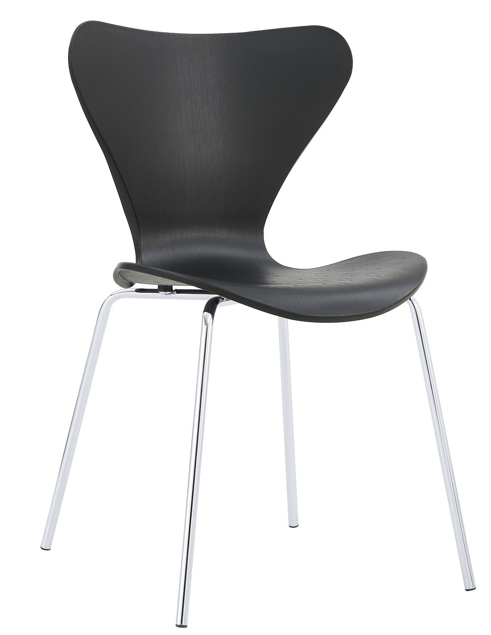 Silla ARNE NEW, apilable, cromada, polipropileno negro