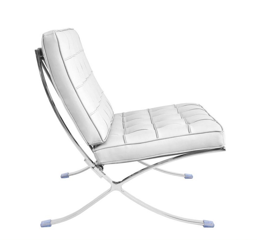 Silla BARNA (T), diseño, acero inoxidable, piel top blanca - Imagen 2